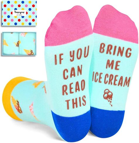 HAPPYPOP Kid's Funny Gifts Crazy Silly Socks, Novelty Socks Boys Girls 7-10 Years, Ice Cream in Saudi Arabia