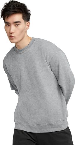 Hanes Ultimate, Heavyweight Fleece Sweatshirt, Crewneck Pullover for Men, Ash, Large in Saudi Arabia