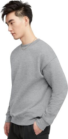 Hanes Ultimate, Heavyweight Fleece Sweatshirt, Crewneck Pullover for Men, Ash, Large in Saudi Arabia