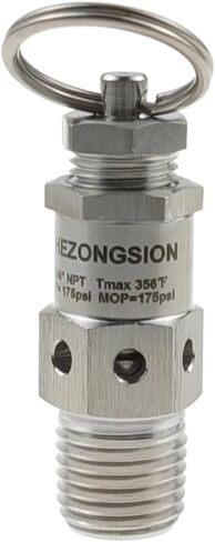 HEZONGSION 1/4 "NPT ذكر الفولاذ المقاوم للصدأ SS304 صمام أمان صغير قابل للتعديل لتخفيف الضغط مع مجموعة قفل 30psi نطاق الضغط المفتوح 0-43.5psi in Saudi Arabia