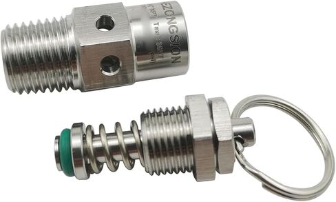HEZONGSION 1/4 "NPT ذكر الفولاذ المقاوم للصدأ SS304 صمام أمان صغير قابل للتعديل لتخفيف الضغط مع مجموعة قفل 30psi نطاق الضغط المفتوح 0-43.5psi in Saudi Arabia