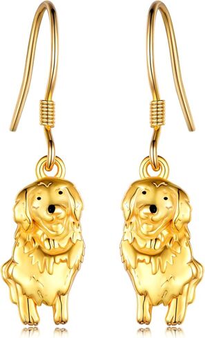 Dog Earrings 925 Sterling Silver Golden Retriever Dangle Drop Earrings Animal Lover Jewelry Dog Gifts for Women Girls Daughter, Sterling Silver, No Gemstone in Saudi Arabia