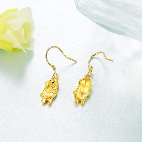 Dog Earrings 925 Sterling Silver Golden Retriever Dangle Drop Earrings Animal Lover Jewelry Dog Gifts for Women Girls Daughter, Sterling Silver, No Gemstone in Saudi Arabia