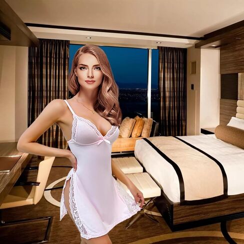 Hamefen dream love Women's Lingerie Sexy Nightwear Spaghetti Strap Nightgown Babydoll Chemise Gray X Large in Kuwait