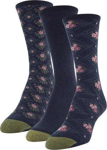 جوارب نسائية من GOLDTOE بتصميم الزهور الماسية، 3 أزواج in Kuwait