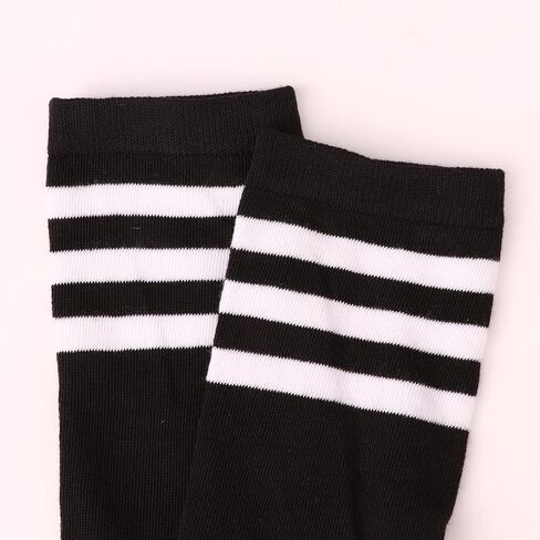DRESHOW 3 Pairs Casual Tube Socks Cotton Knee High Socks for Women Solid Knit Knee Long Stocking Leg Warmer All Season Gift in Kuwait