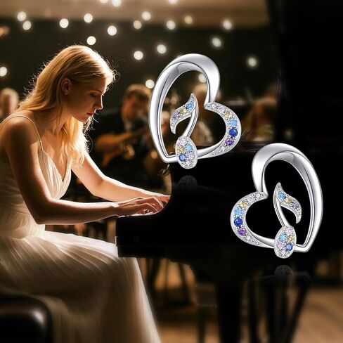 Music Note Earrings Original Musical Note Earrings Silver Star Studs Valentine's Day Earrings Gift for Music Lovers, S925 Sterling Silver Sensitive Earrings Studs for Women Girls Hypoallergenic in Kuwait