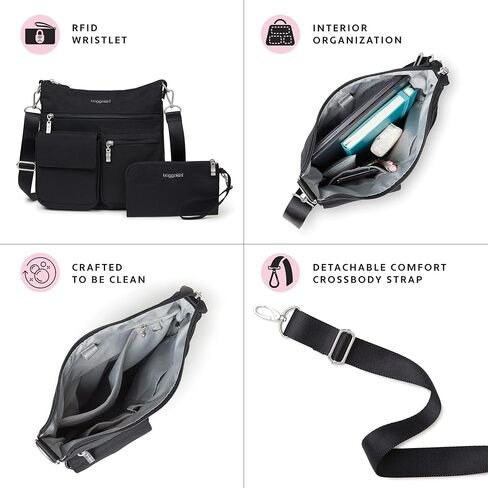 Baggallini Modern Everywhere Slim Crossbody - Water-resistant Crossbody Bag for Women - Easy-Access Phone Pocket in Saudi Arabia