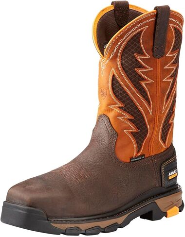 حذاء عمل Ariat رجالي Intrepid VentTEK مركب عند أصابع القدم، بني بروين/برتقالي ساسي، عرض 10.5 in Saudi Arabia