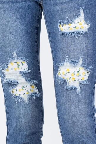 Judy Blue Women's High Waist Lemon Patch Skinny Jeans (20W, Medium Blue) in Saudi Arabia
