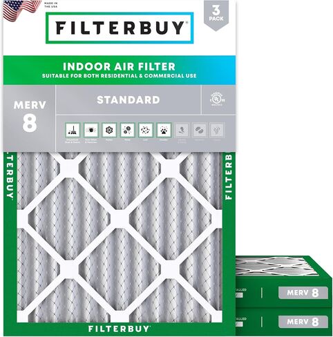 Filterbuy 14x30x1 Air Filter MERV 8 Dust Defense (3-Pack), Pleated HVAC AC Furnace Air Filters Replacement (Actual Size: 13.69 x 29.69 x 0.75 Inches) in Saudi Arabia