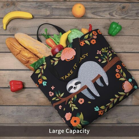 AMORVITA Cat Tote Bag for Women with Zipper Pockets Handles - Reusable Grocery Bags Foldable Beach Bag Shopping Bags Handbag Cute Cat Lover Gifts Large Utility Tote Bag for Travel Gym School Work in Kuwait