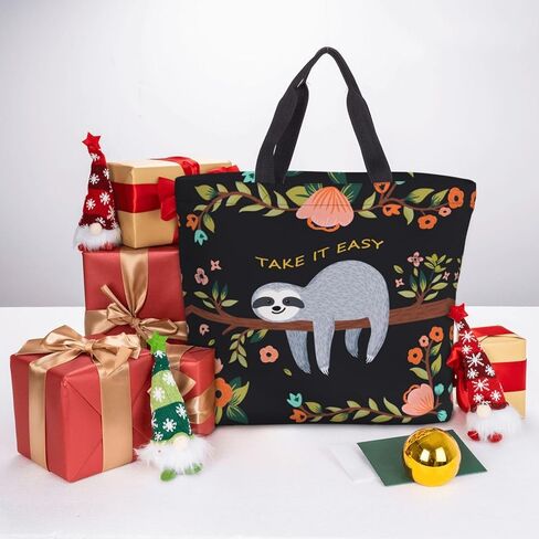 AMORVITA Cat Tote Bag for Women with Zipper Pockets Handles - Reusable Grocery Bags Foldable Beach Bag Shopping Bags Handbag Cute Cat Lover Gifts Large Utility Tote Bag for Travel Gym School Work in Kuwait