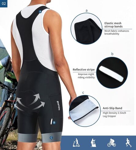 DIFOS Men Cycling Bib Shorts with Padding Compression Shorts Bibs for Men Summer Bike Bibs Padded Shorts,Bibs Overallsfor in Saudi Arabia