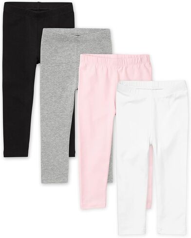 The Children's Place girls And Toddler Leggings Pants, Black/White/Shell/ H/T Smoke- 4 Pack, 2T US in Saudi Arabia
