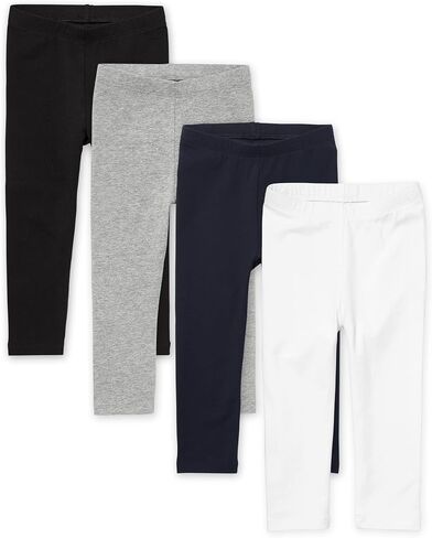 The Children's Place girls And Toddler Leggings Pants, Black/White/Shell/ H/T Smoke- 4 Pack, 2T US in Saudi Arabia