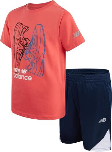 New Balance Boys' Active Shorts Set - 2 Piece Performance T-Shirt and Gym Shorts (4-12) in Saudi Arabia