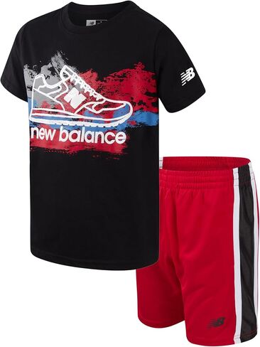 New Balance Boys' Active Shorts Set - 2 Piece Performance T-Shirt and Gym Shorts (4-12) in Saudi Arabia