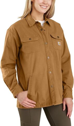 Carhartt Women's Plus Size Rugged Flex Loose Fit Canvas Fleece-Lined Shirt Jac in Saudi Arabia
