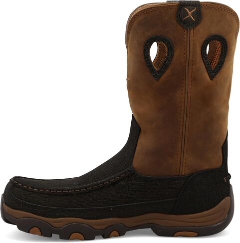 Twisted X Men's 11" Nano Toe Boot - Pull-On Cowboy Boots Crafted with Nano Composite Safety Toe, DuraTWX Hybrid Performance Leather, CellSole Footbed, and Leather Pull Holes, Charcoal & Tan, 14 W in Saudi Arabia