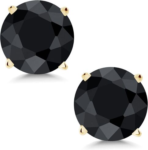 Gem Stone King 14K Yellow Gold Blue Sapphire Women's Stud Earrings (2.00 Cttw, Gemstone Birthstone, Round 6MM) in Saudi Arabia