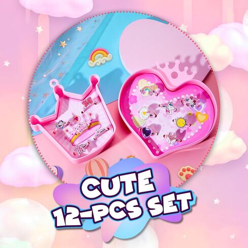 بينك شيب خاتم للبنات مكون من 12 قطعة، خليط معدني in Kuwait