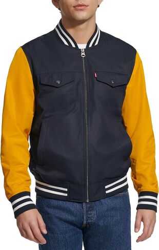 Levi's Men's Hooded Colorblock Varsity Bomber Jacket, Black, Small in Saudi Arabia