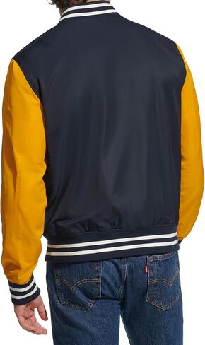Levi's Men's Hooded Colorblock Varsity Bomber Jacket, Black, Small in Saudi Arabia