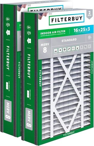 مرشح الهواء Filterbuy 21x27x5 MERV 8 Dust Defense (عبوة من قطعتين)، بديل مرشحات هواء فرن HVAC AC المطوي من أجل Trane Perfect Fit (الحجم الفعلي: 20.56 × 26.13 × 4.97 بوصة) in Kuwait