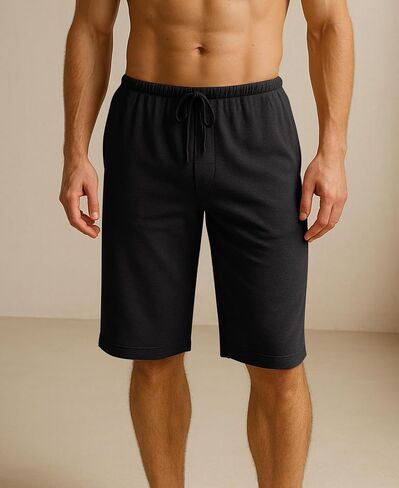 Andrew Scott Men's 3 Pack Soft & Light Cotton Drawstring Yoga Lounge & Sleep Jam Shorts/Jersey Shorts with Pockets in Kuwait