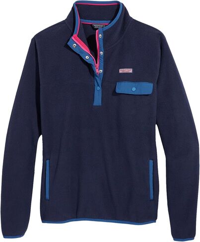 vineyard vines Women's Harbor Fleece Quarter Snap, Marshmallow in Saudi Arabia