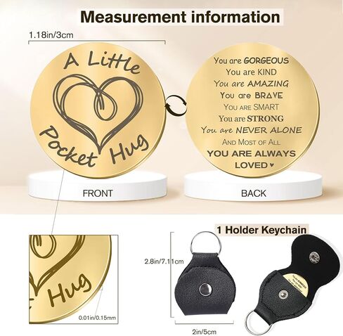 Meliatomia Pocket Hug Token Little Reminders Keychain:Long Distance Relationship Gifts,Motivational Gifts with PU Leather Case Keychain (Gorgeouse, Black) in Kuwait