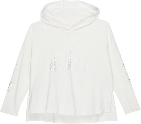 تي شيرت برسومات بغطاء للرأس وأكمام طويلة للفتيات من adidas، Wonder Steel، مقاس متوسط ​​(10/12) in Saudi Arabia