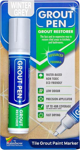Grout Pen Tile Paint Marker: Waterproof Grout Paint, Tile Grout Colorant and Sealer Pen - Winter Grey, Narrow 5mm Tip (7mL) in Kuwait