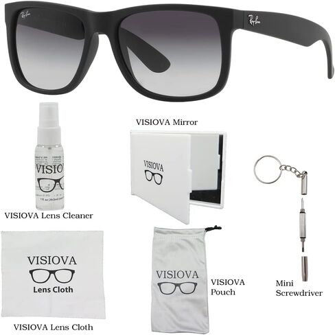 Ray-Ban RB4165 Justin Sunglasses For Men + VISIOVA Accessories Bundle Kit in Kuwait