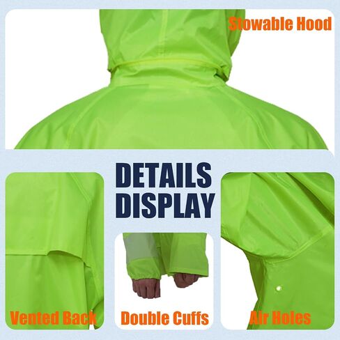 RainRider Rain Suits Safety Rain Jacket with Pants High Visibility Reflective Rain Gear in Kuwait