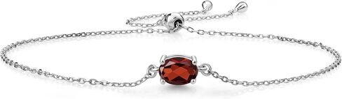 Gem Stone King 925 Sterling Silver Green Peridot Solitaire Bracelet For Women (0.90 Cttw, Oval Cut 7X5MM, Gemstone Birthstone, Fully Adjustable Up to 9 Inch) in Kuwait