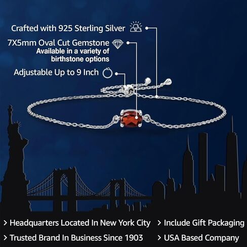 Gem Stone King 925 Sterling Silver Green Peridot Solitaire Bracelet For Women (0.90 Cttw, Oval Cut 7X5MM, Gemstone Birthstone, Fully Adjustable Up to 9 Inch) in Kuwait