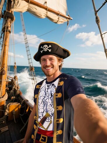 Funny World Men's Pirate T-Shirts Graphic Short Sleeve Halloween Costume in Kuwait