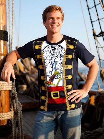 Funny World Men's Pirate T-Shirts Graphic Short Sleeve Halloween Costume in Kuwait