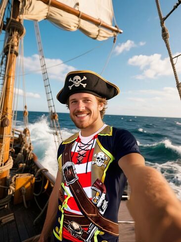 Funny World Men's Pirate T-Shirts Graphic Short Sleeve Halloween Costume in Saudi Arabia