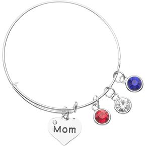 Air Force Mom Bangle Bracelet - Mom Gifts, Proud Airforce Mom Charm Bracelet | Red, White, and Blue Rhinestone Charms | Show your Appreciation with a Unique Gift in Saudi Arabia