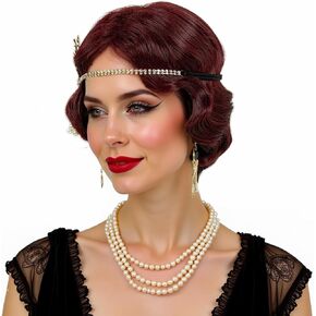 STfantasy 20S Finger Wave Wig Flapper Curly Synthetic Hair for Women 1920s Cosplay Costume Halloween Party Daily Everyday Wear (Black) in Saudi Arabia