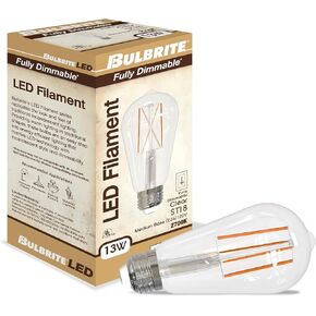 Bulbrite LED Filament, 8.5 Watt, 60 Watt Equivalent, Dimmable, ST18, E26 Standard Base, 3000K (Soft White Light) Light Bulb, Clear, (Pack of 1)