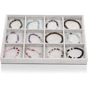 Grey Velvet Stackable Jewelry Organizer Tray for Necklaces, Rings, Display for Pendants, Earring Storage (13.8 x 9.5 in) in Kuwait
