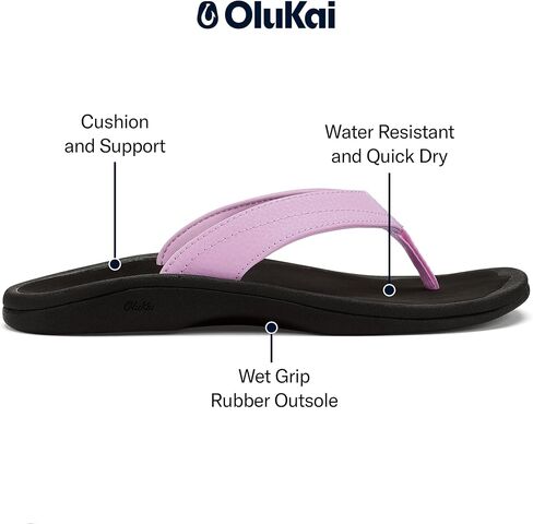 OluKai Ohana Women's Beach Sandals, Quick-Dry Flip-Flop Slides, Water Resistant, Wet Grip Soles & Compression Molded Footbed, Black/Black, 11 in Saudi Arabia