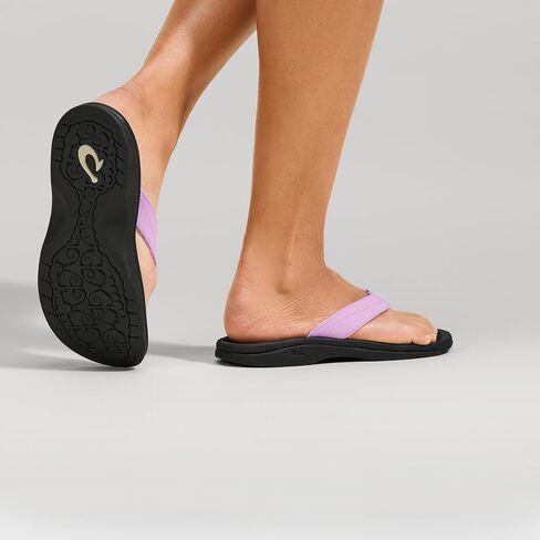 OluKai Ohana Women's Beach Sandals, Quick-Dry Flip-Flop Slides, Water Resistant, Wet Grip Soles & Compression Molded Footbed, Black/Black, 11 in Saudi Arabia