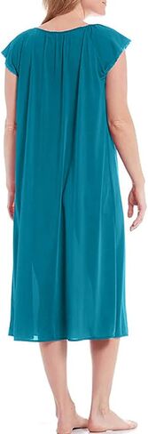 Miss Elaine Long Tricot Nightgown - Round Neckline, Embroidered Trim, Flutter Sleeves, Women’s Sleepwear & Loungewear in Saudi Arabia