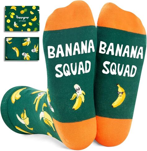 HAPPYPOP Unisex Funny Banana Gifts For Banana Lovers, Banana Socks Fruit Socks Squad Cool Socks, Banana Green, M in Saudi Arabia