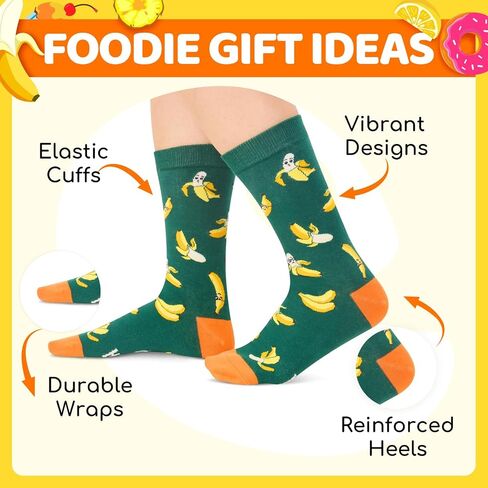 HAPPYPOP Unisex Funny Banana Gifts For Banana Lovers, Banana Socks Fruit Socks Squad Cool Socks, Banana Green, M in Saudi Arabia